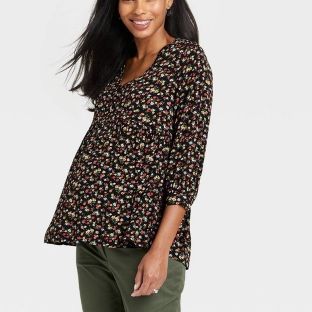 The Nines by HATCH Size XXL Multicolor Floral Maternity Top